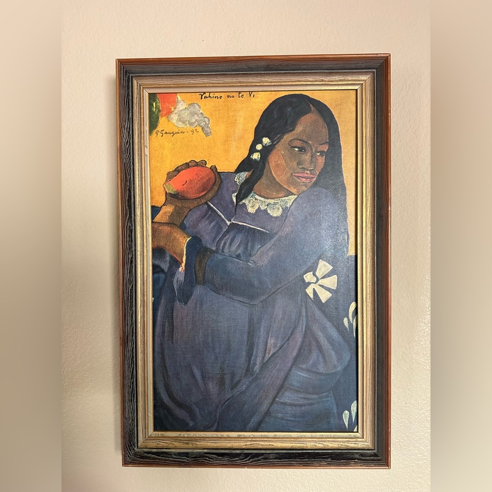 Paul Gauguin framed vintage lithograph Woman With A Mango